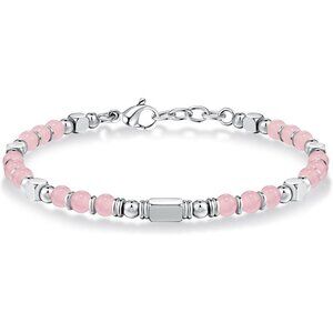 Silver & Pink Boho Beaded Bracelets for Women Trendy Jewelry Gifts for Lover